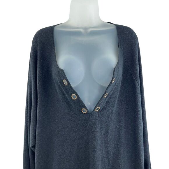 Beach Bunny Swimwear Blouse Cover Up Women's Size Large Black Rivet Long Sleeve - Picture 2 of 11